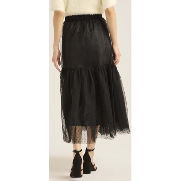 Scoop Womens Tulle Dot Midi Skirt Black Soot Size S (4-6) - Picture 5 of 7